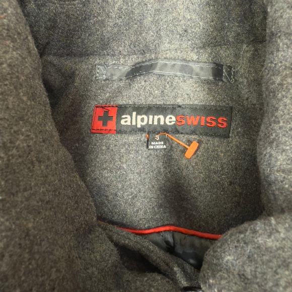 NWT | Alpine Swiss Parka Trench Pea Coat Belt Jacket Faux Fur Hood | Gray |Small - Picture 4 of 13